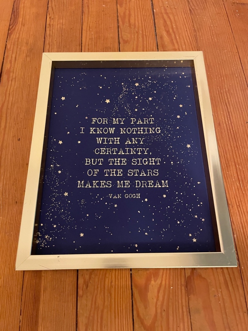 Framed Star Quote Art - Deep Blue with Silver Accents